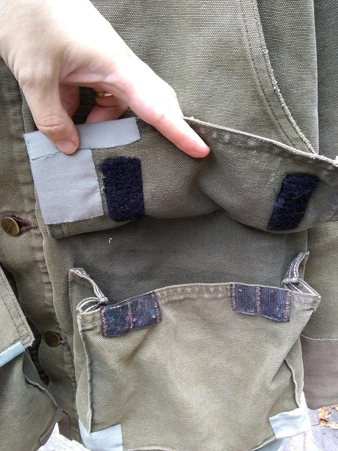 closeup of inside of pocket flap with patch and replacement velcro