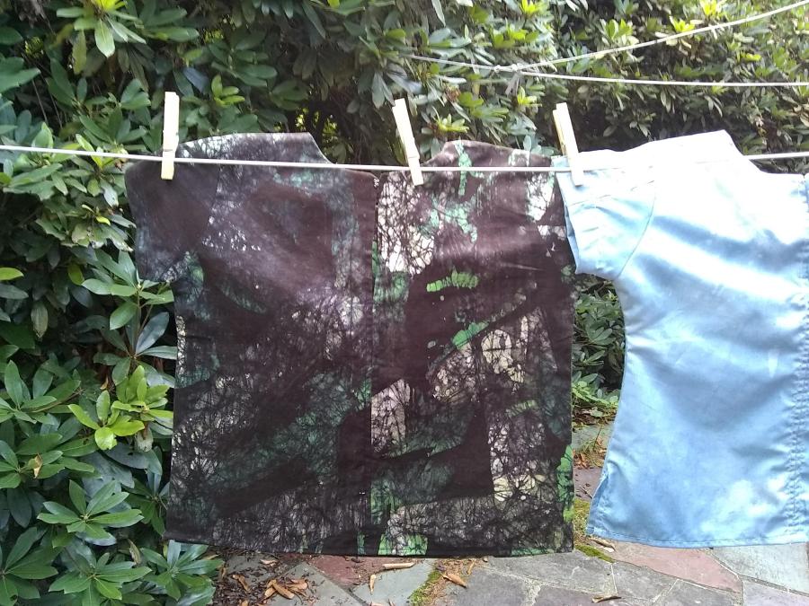 back view on closeline of batik child's kurta style shirt